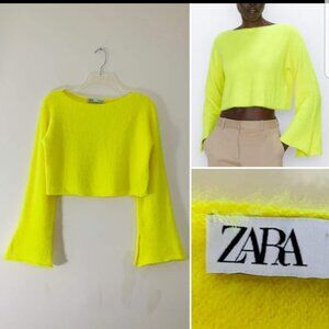 Zara yellow cropped super soft sweater Size S